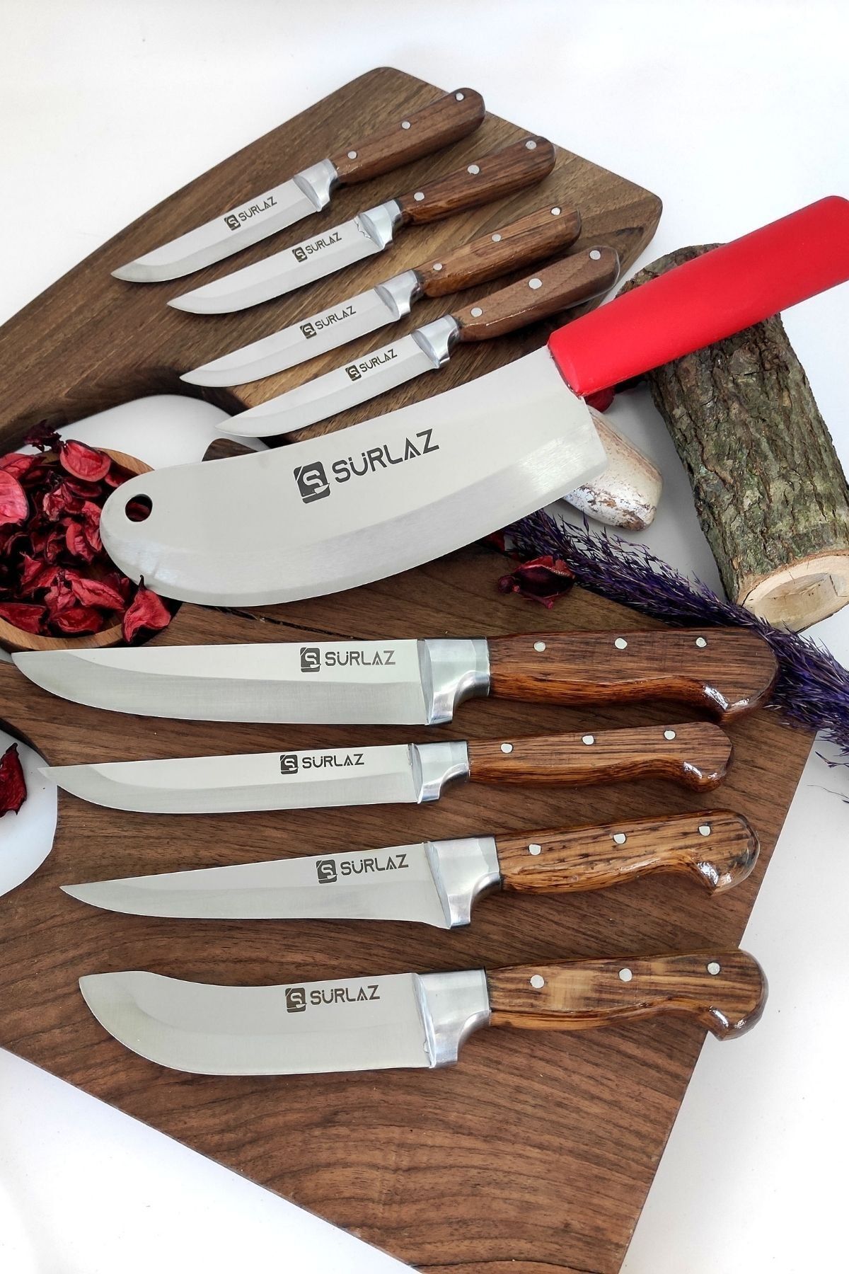 1AA7-9 Parça Bıçak Seti Handmade Reds
