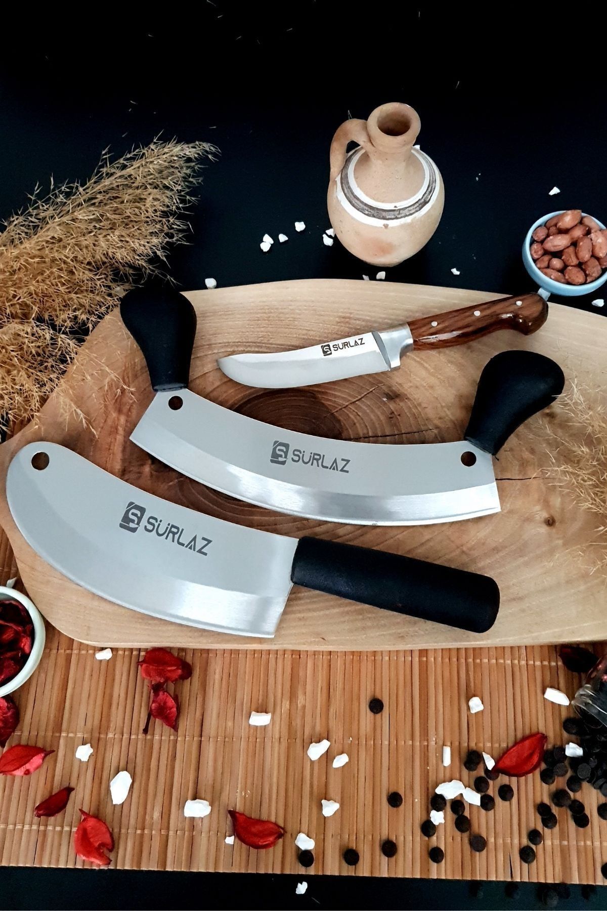 Kebap Bıçak Seti Et Bıçağı 3 Parça Kıyma Bıçağı Satır Zırh