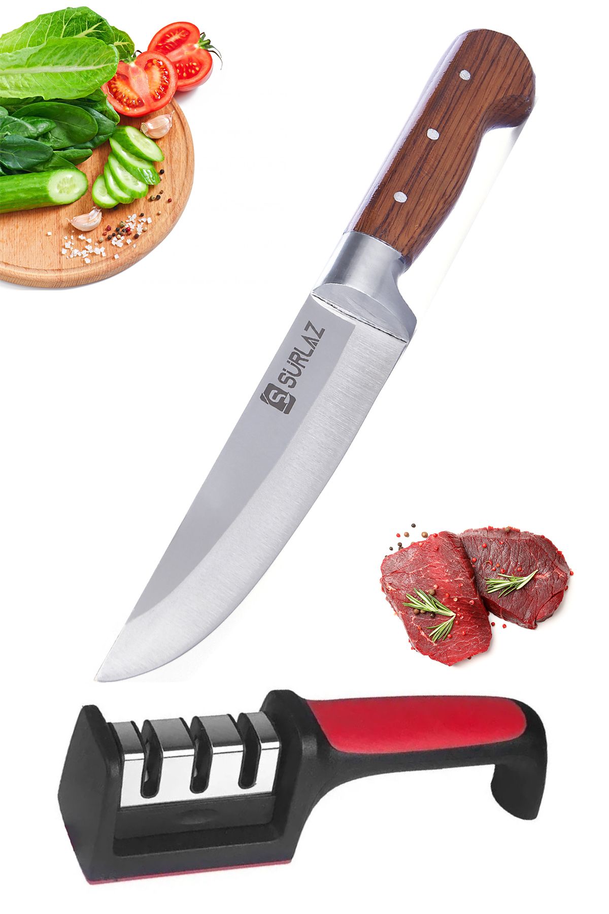 Bıçak Seti 2 Parça Et Bıçağı Meyve Bıçağı Kasap Bıçağı Kurban Bıçak Seti