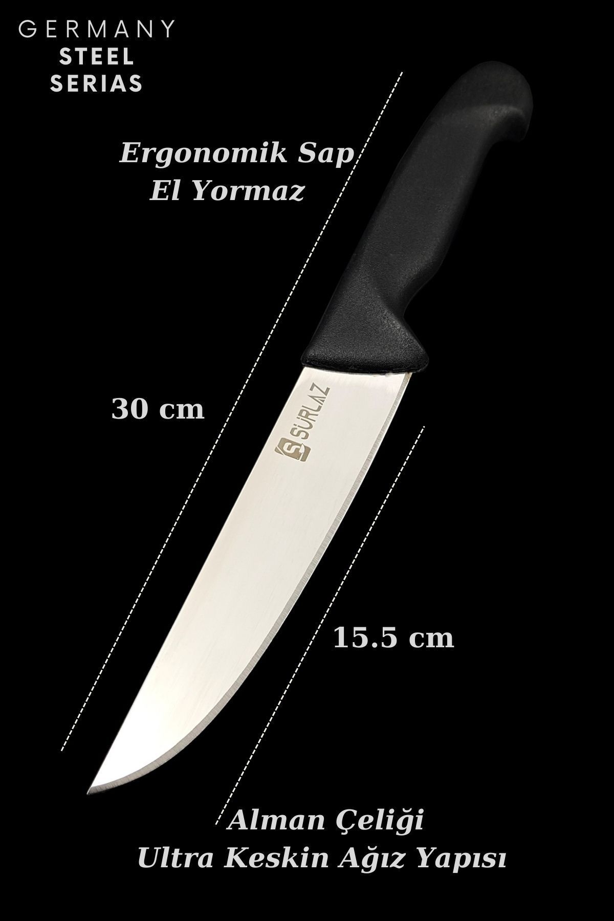 1AA5-Mutfak Bıçak Seti Uyumlu 6 Parça Alman Çeliği Ultra Keskin Bıçaklar Kasap Bıçağı Kurban Bıçağı - Görsel 5