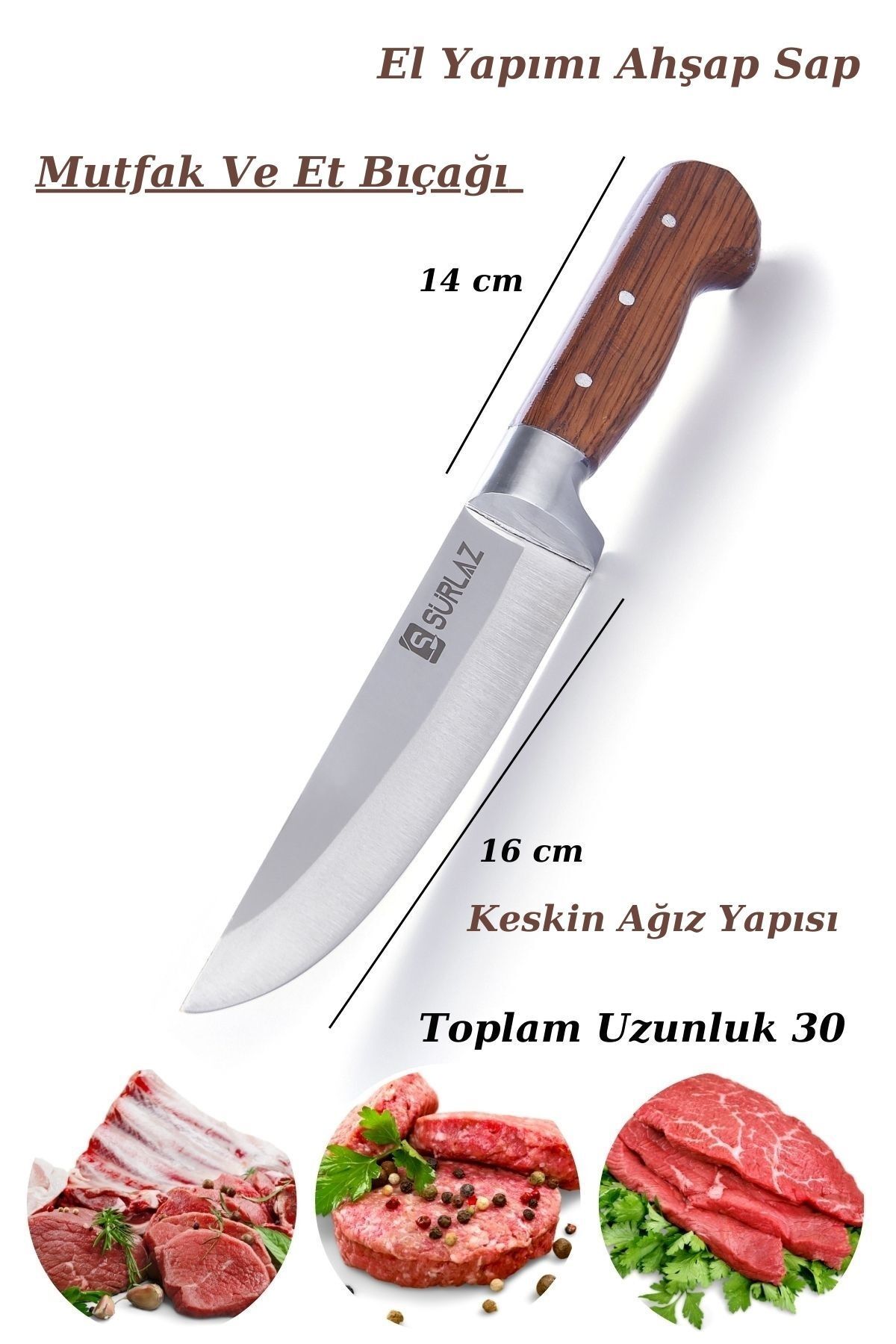 Bıçak Seti 2 Parça Et Bıçağı Meyve Bıçağı Kasap Bıçağı Kurban Bıçak Seti - Görsel 2