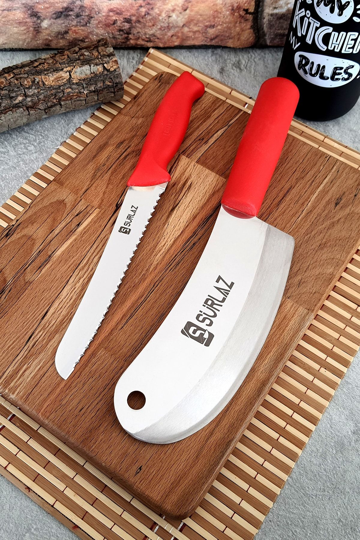 Red Soğan Satırı Tırtıklı Ekmek Bıçağı 2 Parça Set Mutfak Bıçak Seti