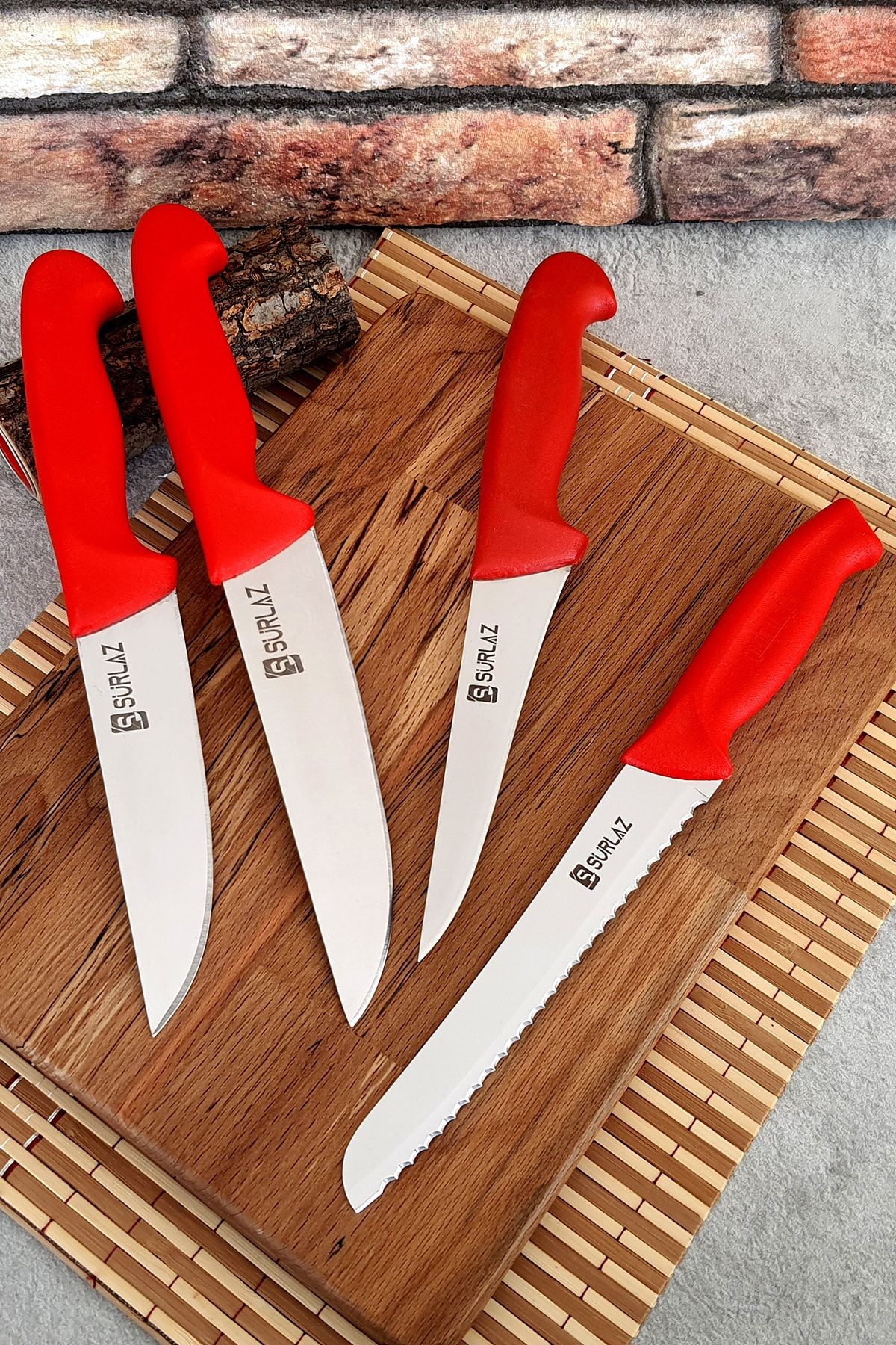 Red 4 Parça Mutfak Bıçak Seti Et Bıçağı Ekmek Bıçağı Meyve Bıçağı