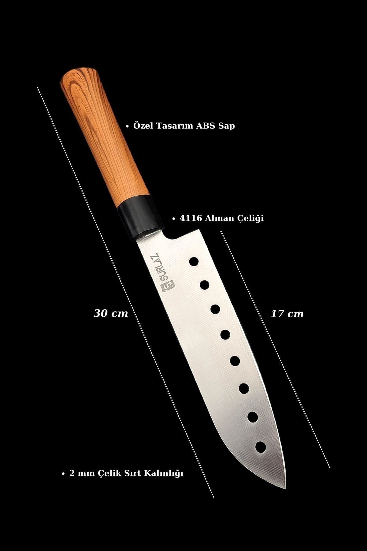 0S3-Şef Bıçağı Oluklu Şef Bıçak 17 Cm Pro Sap Paslanmaz Çelik Kişiye Özel Şef Bıçağı - Görsel 3