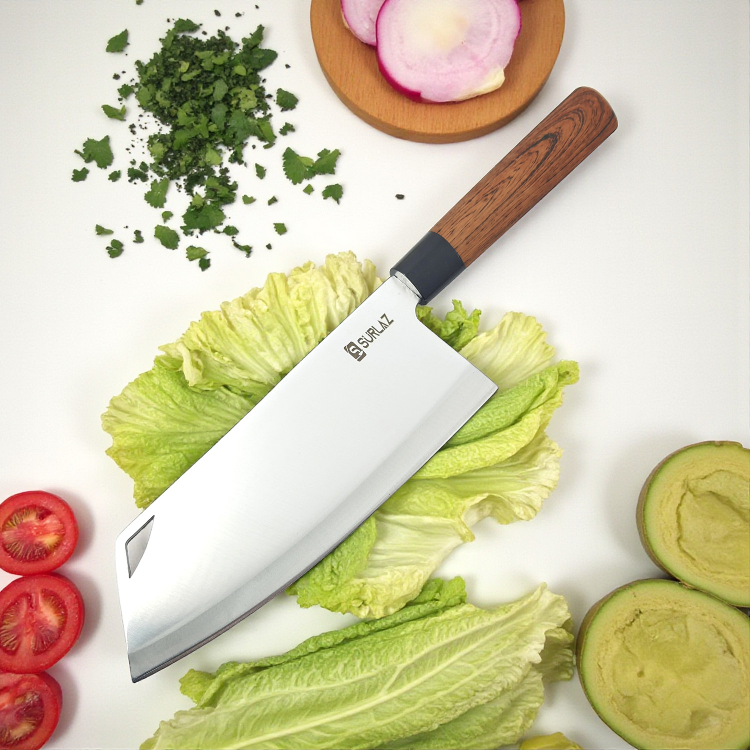 0S31- Şef Satır Bıçağı Çin Satırı Salata Bıçağı 33 cm (Kemik Kırmaz) - Görsel 2