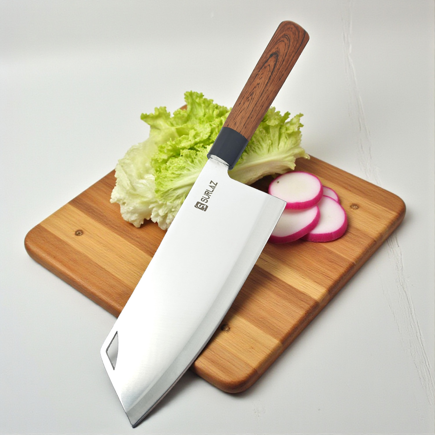 0S31- Şef Satır Bıçağı Çin Satırı Salata Bıçağı 33 cm (Kemik Kırmaz) - Görsel 3