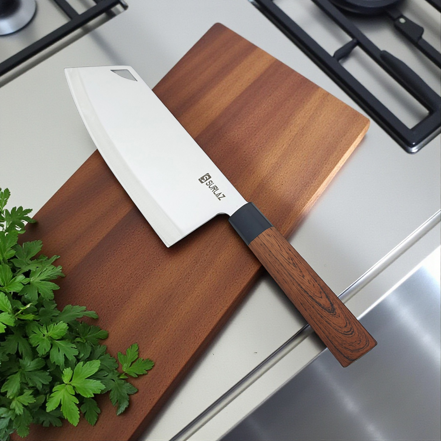0S31- Şef Satır Bıçağı Çin Satırı Salata Bıçağı 33 cm (Kemik Kırmaz) - Görsel 4
